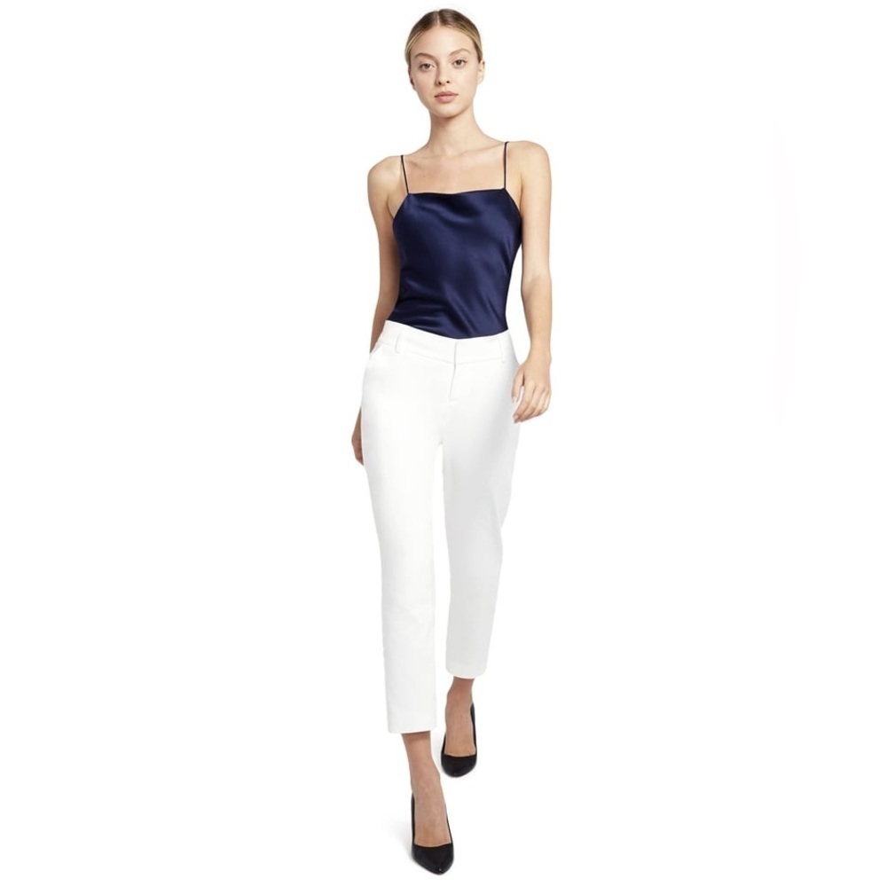 ALICE + OLIVIA | white slim fit trouser with zipper ankled | size 8